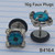 2x 16g Stainless Blue Eye Faux Plugs Earrings B4164