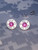 40 Silver Fuchsia Pink Crystal Stud Earrings