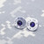 45 Silver Purple Velvet Crystal Stud Earrings