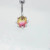 14g Yellow Pink Rainbow CZ Belly Ring