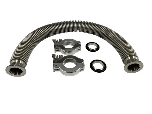 NW25 x 20" Thin-walled (.008) Stainless Steel Vacuum Hose

Dimensions: NW25 flange x 19.7" (500mm) length
Thickness:  (.008)
Material: Stainless Steel
(2) Clamps
(2) Centering Rings
