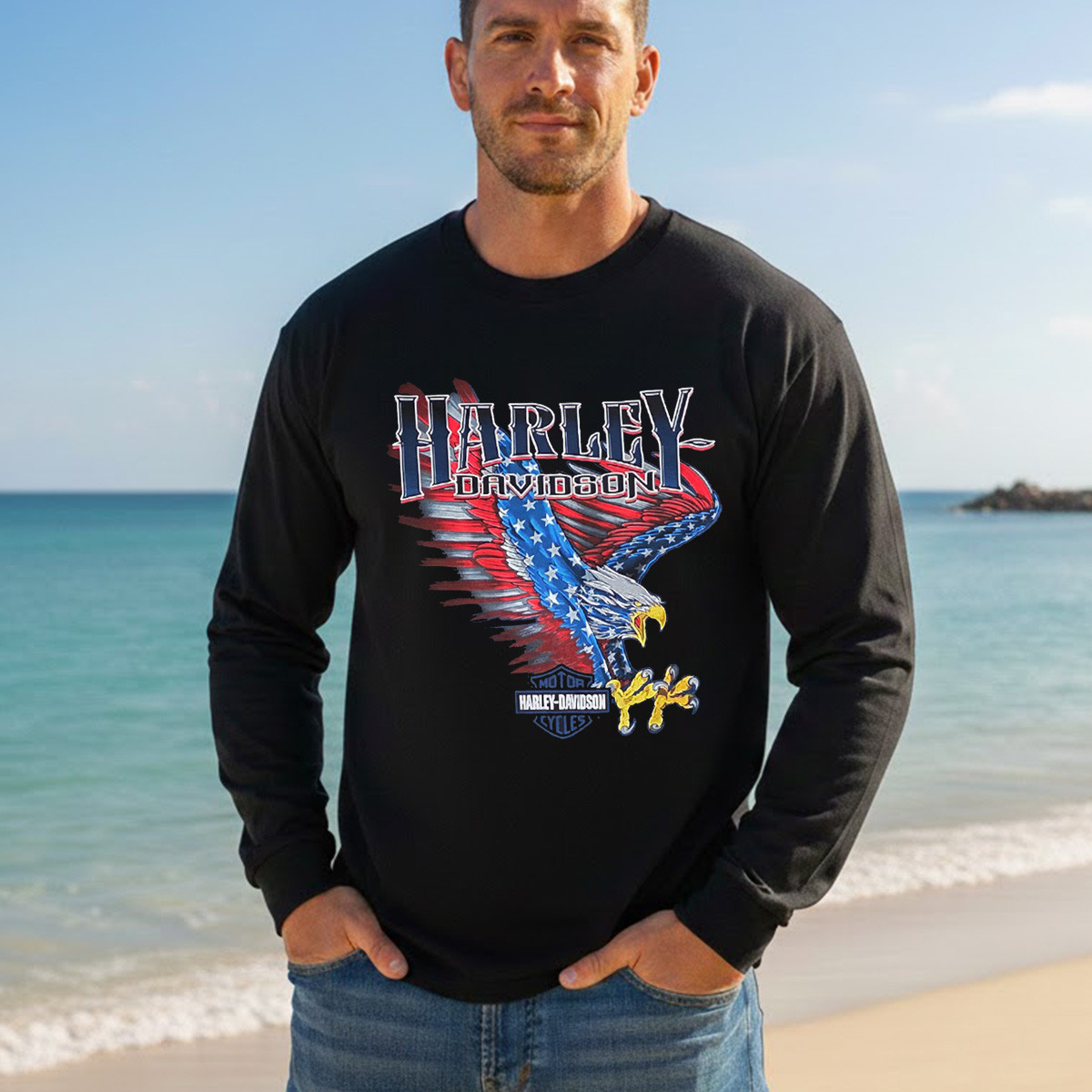 Harley Davidson USA Flag L/S Tee ハーレーロンT 3001896-LS__00870.1789070368.