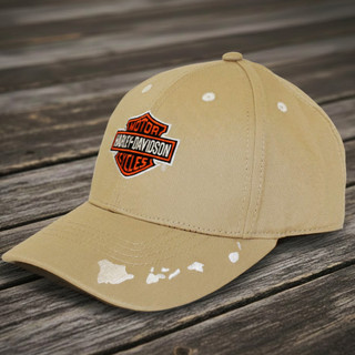 Harley-Davidson Island Way Cap in Beige featuring custom Harley-Davidson Waikiki Hawaii front graphic.