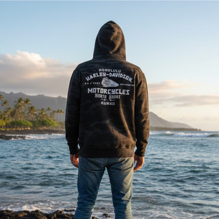Harley-Davidson HonoluluHawaiiプルオーバーパーカー ネオンイーグルクロップドプルオーバーパーカー -ハーレーダビッドソン