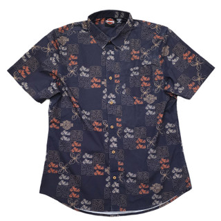 Harley-Davidson Men's Navy Cruz'n The Block Hawaii Exclusive Button-Up Aloha Shirt – Tailored Fit