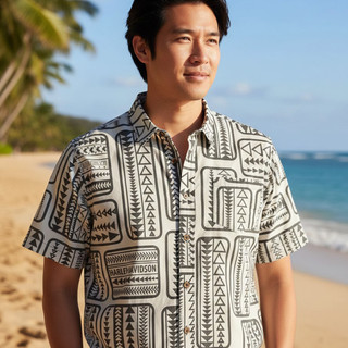 Harley-Davidson® Men's Olive All Directions Hawaii Exclusive Button-Up Aloha Shirt – Tailored Fit