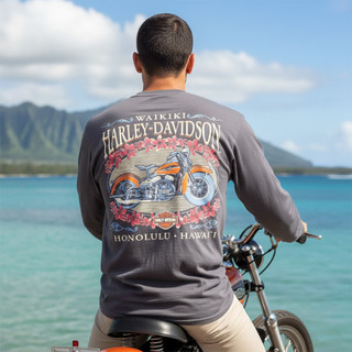 Harley-Davidson Men's Plumeria Panhead Long-Sleeve T-Shirt