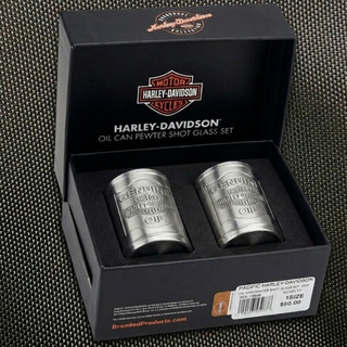 Harley-Davidson Custom Tooled Pewter Oil Can Shot Glass Set - 2.3 oz