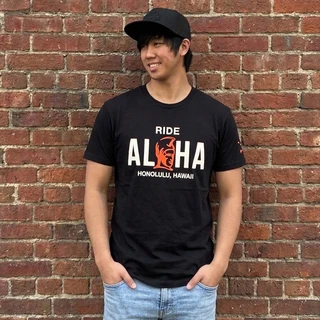 Harley-Davidson Men's Ride Aloha T-Shirt in Black displaying Hawaiian warrior Aloha front graphic print
