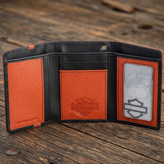 Harley-Davidson Men's Center Block Passcase Bi-Fold Leather Wallet