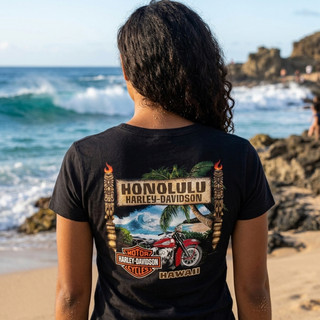 Harley-Davidson Women's Tiki Tropical V-neck Tee