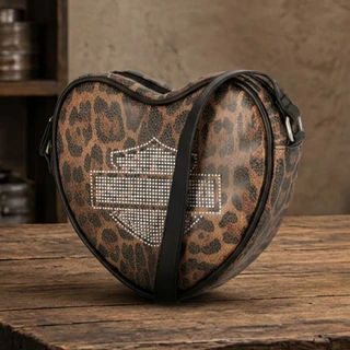 Shop Harley-Davidson Women's Leopard Rhinestone Crossbody Heart Purse