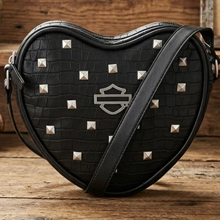 Harley-Davidson Women's Croco Studded Adjustable Crossbody Heart Purse