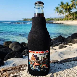 Kona Harley-Davidson Kamakahonu Bottle Hugger front view with original header card attached