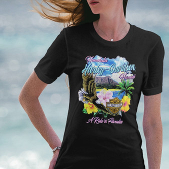 Exclusive Pacific Harley-Davidson Hawaii t-shirt. Harley-Davidson Women's Paradise Tee