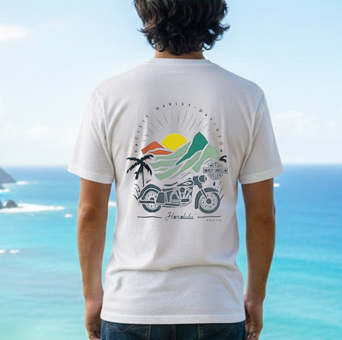 Harley-Davidson Men's Mountain Sunset White T-shirt