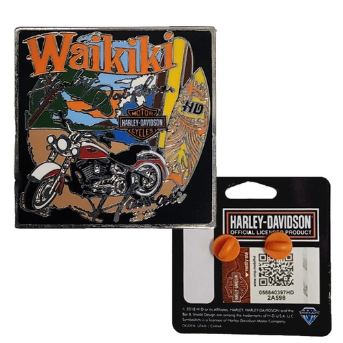 Waikiki Harley-Davidson Coastal Pin showing front enamel design