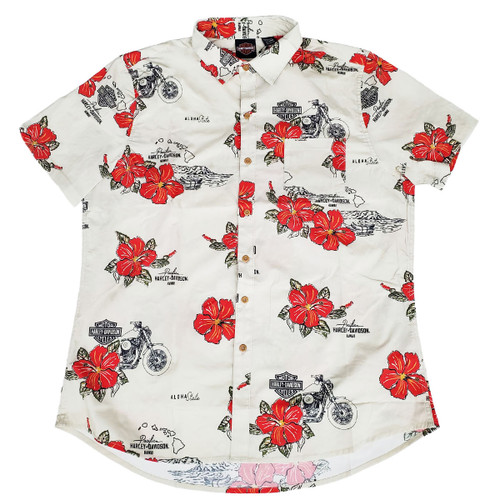 Harley-Davidson Men's Wheat Hula Lady Hawaii Exclusive Button-Up Aloha Shirt – Tailored Fit