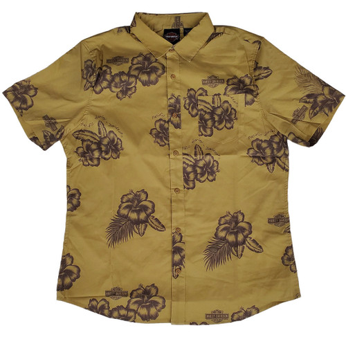 Harley-Davidson Men's Ocher Aina Hawaii Exclusive Button-Up Aloha Shirt – Tailored Fit