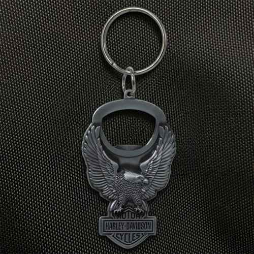 Harley-Davidson Up-Winged Eagle Heavy-Duty Bottle Opener Key Chain, Antique Nickel Finish
