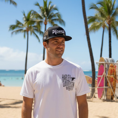 Harley-Davidson Men's Kona Simple Soar T-Shirt in White displaying soaring eagle chest graphic