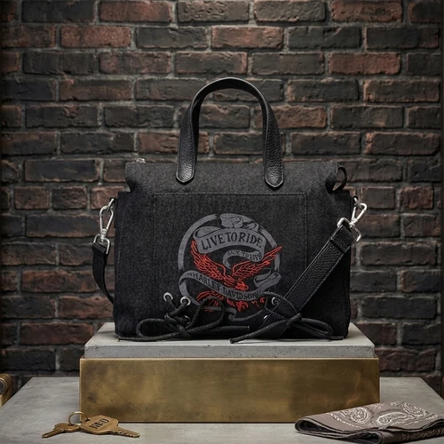 Harley-Davidson Women's Live To Ride Washed Canvas Satchel Purse