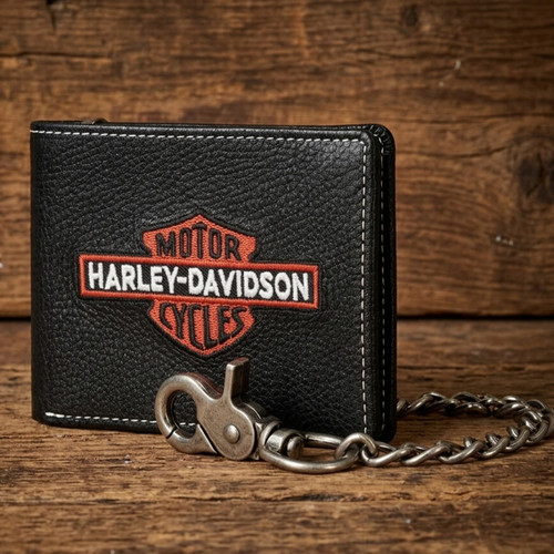 Harley-Davidson Men's B&S Embroidered Billfold Wallet