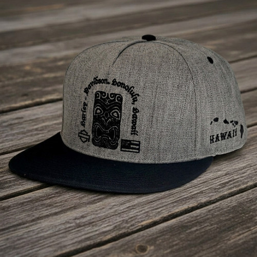 Harley-Davidson Men's Tiki Time Flat Brim Cap – Grey/Black | Pacific H-D Honolulu Hawaii