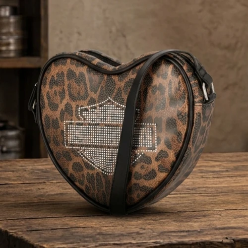 Shop Harley-Davidson Women's Leopard Rhinestone Crossbody Heart Purse