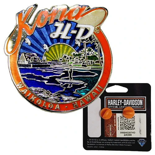 Kona Harley-Davidson Sun Pin showing front enamel design