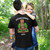 Rear view of Harley-Davidson Men's Maui Tiki Guy T-Shirt in Black displaying large tiki and Hawaii graphic
