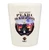 Front view of Harley-Davidson Battleship Short Shot Glass in white ceramic showing naval battleship artwork