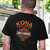 Rear view of Harley-Davidson Men's Kona Original Orange Logo T-Shirt in Black displaying Bar and Shield back graphic