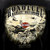 Close-up of Honolulu Harley-Davidson Hawaii Armed Forces graphic print with naval ship, aircraft, and Bar and Shield logo on black t-shirt