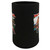 Black Harley-Davidson Kona Kamakahonu Can Cooler front view featuring vintage motorcycle and Hawaiian hut graphic