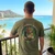 Rear view of Harley-Davidson Men's Tiki Mask T-Shirt in Military Green displaying tropical tiki mask back graphic