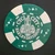 Harley-Davidson Tiki Guy Collectible Poker Chip in Green and White showing Cycle City Harley-Davidson tiki graphic