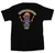 Rear view of Harley-Davidson Men's Rockin Tiki T-Shirt in Black displaying motorcycle-riding tiki character back graphic