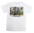 Rear view of Harley-Davidson Men's Palm Parking White T-Shirt displaying motorcycle parked under palm trees with Aloha text back graphic