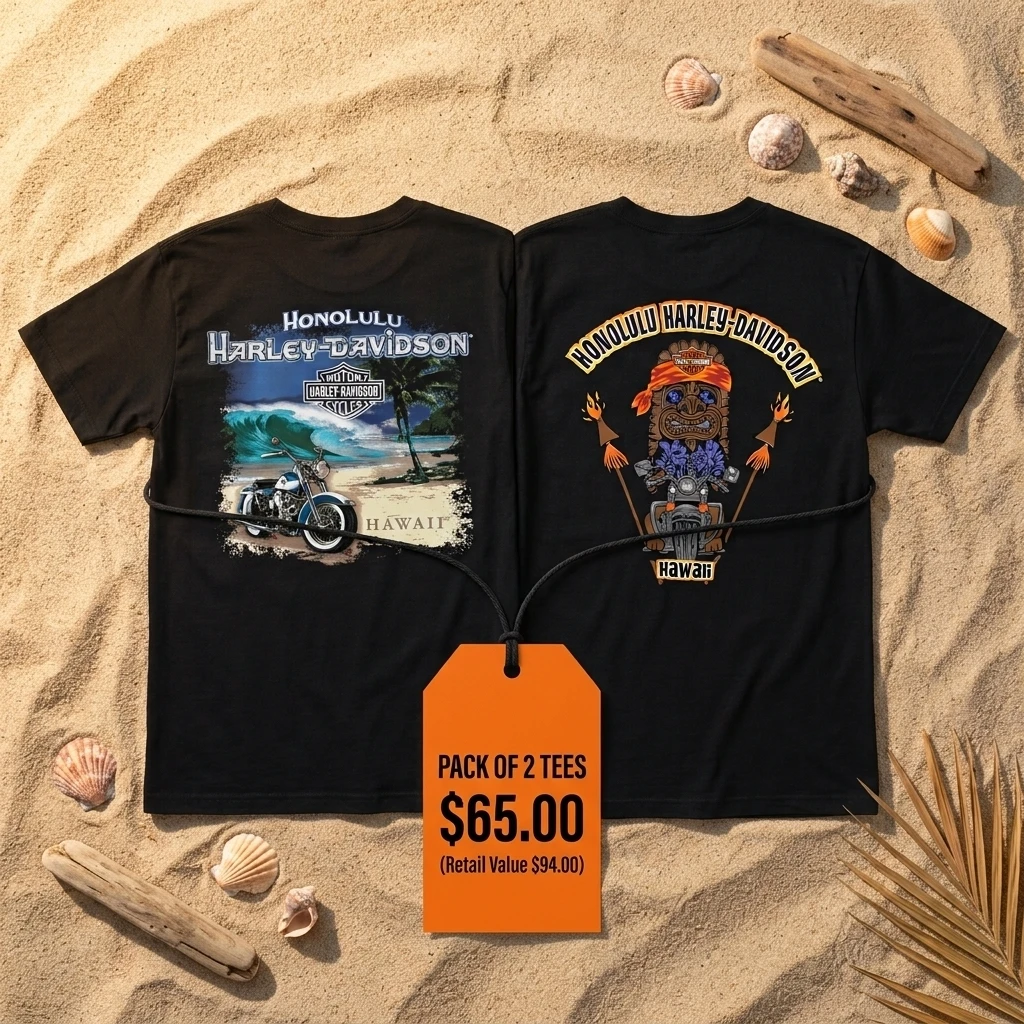 Harley-Davidson Men's T-shirt Bundle Set of 2 ($94 Value for $65) | Hawaii Exclusive | Honolulu H-D Hawaii