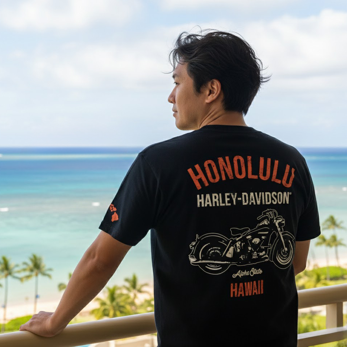 Harley-Davidson Men's Hawaii '59 Pocket T-shirt. Men's Traditional Black Pocket Tee.