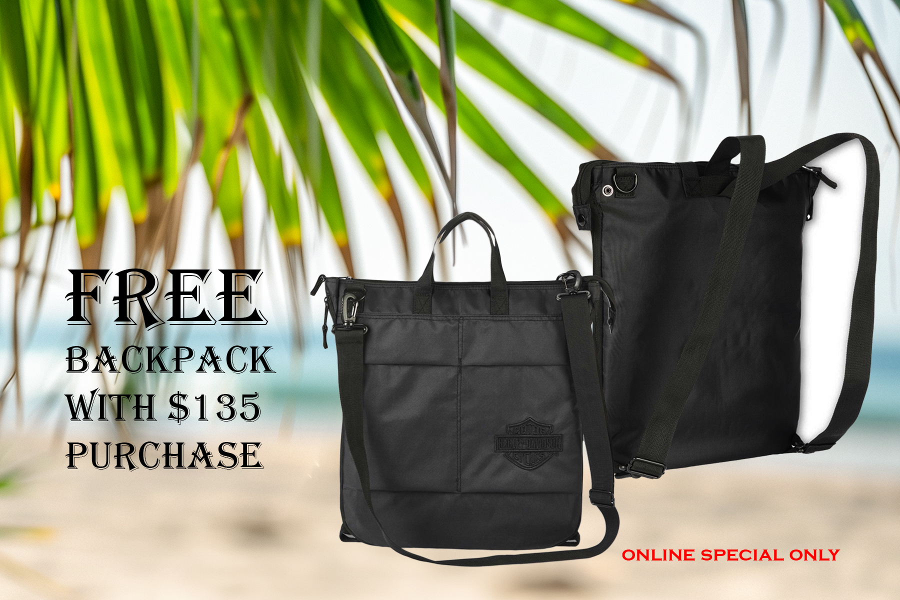 Summer Sale! Free H-D Bag with $135 purchase - $57 value