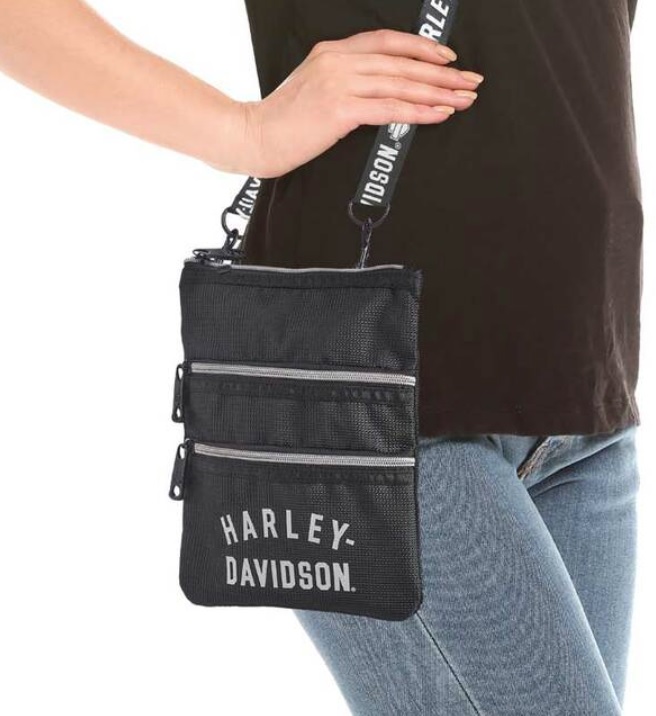 Harley-Davidson Women's Rubber H-D Crossbody Sling Purse - Black/Off White:  Handbags