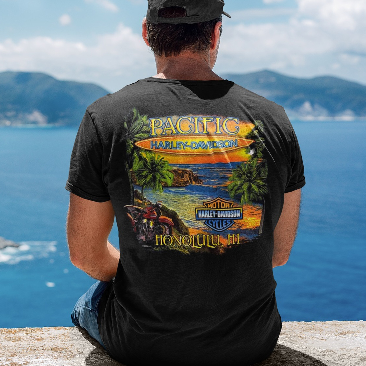 ハワイ限定 Harley Davidson ハーレダビッドソン TシャツXL PACIFIC HARLEY DAVIDSON HAWAII Tシャツ XL
