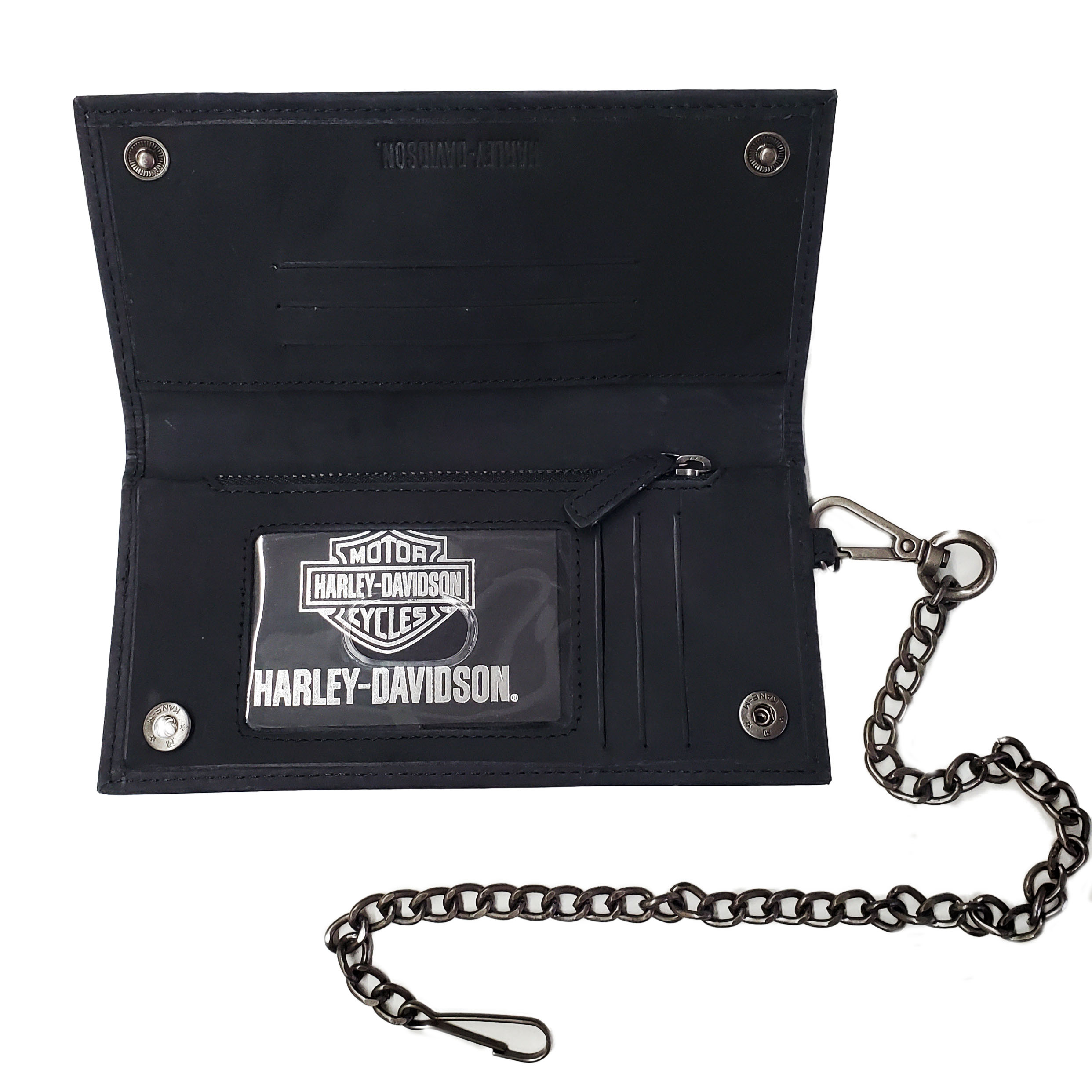 Harley-Davidson Men's B&S Trucker Leather Wallet w/RFID Protection