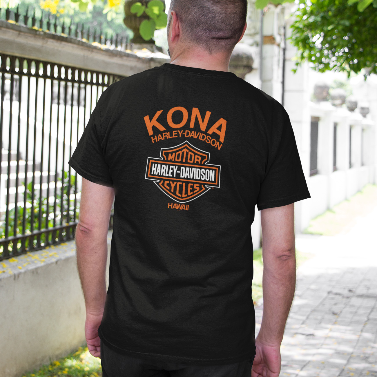 Harley-Davidson Men's Kona Original Orange Logo Black T-Shirt