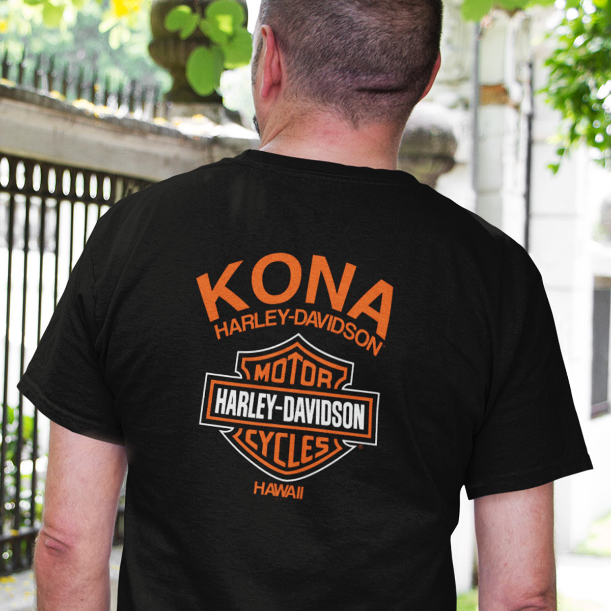 Harley-Davidson Men's Kona Original Orange Logo T-Shirt – Black