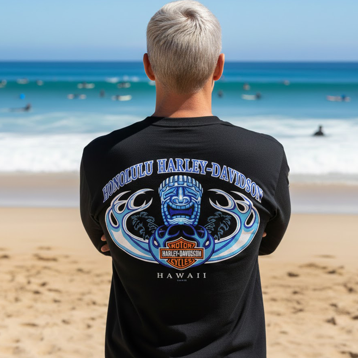 Tiki Wave Harley-Davidson Long Sleeve T-shirt