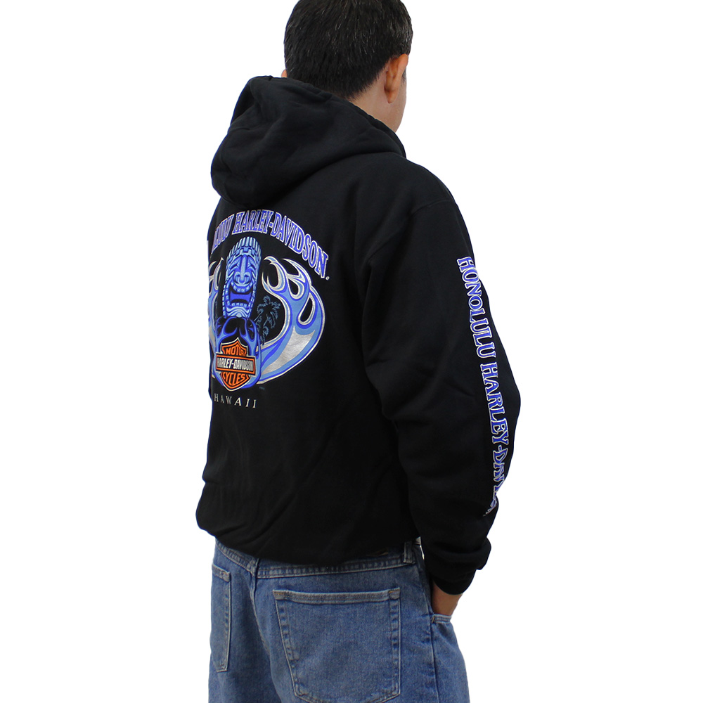 【Harley Davidson】ハワイ限定Tiki Wave ジップアップ パーカー Harley-Davidson Men's Tiki Wave Zip-up Hoodie
