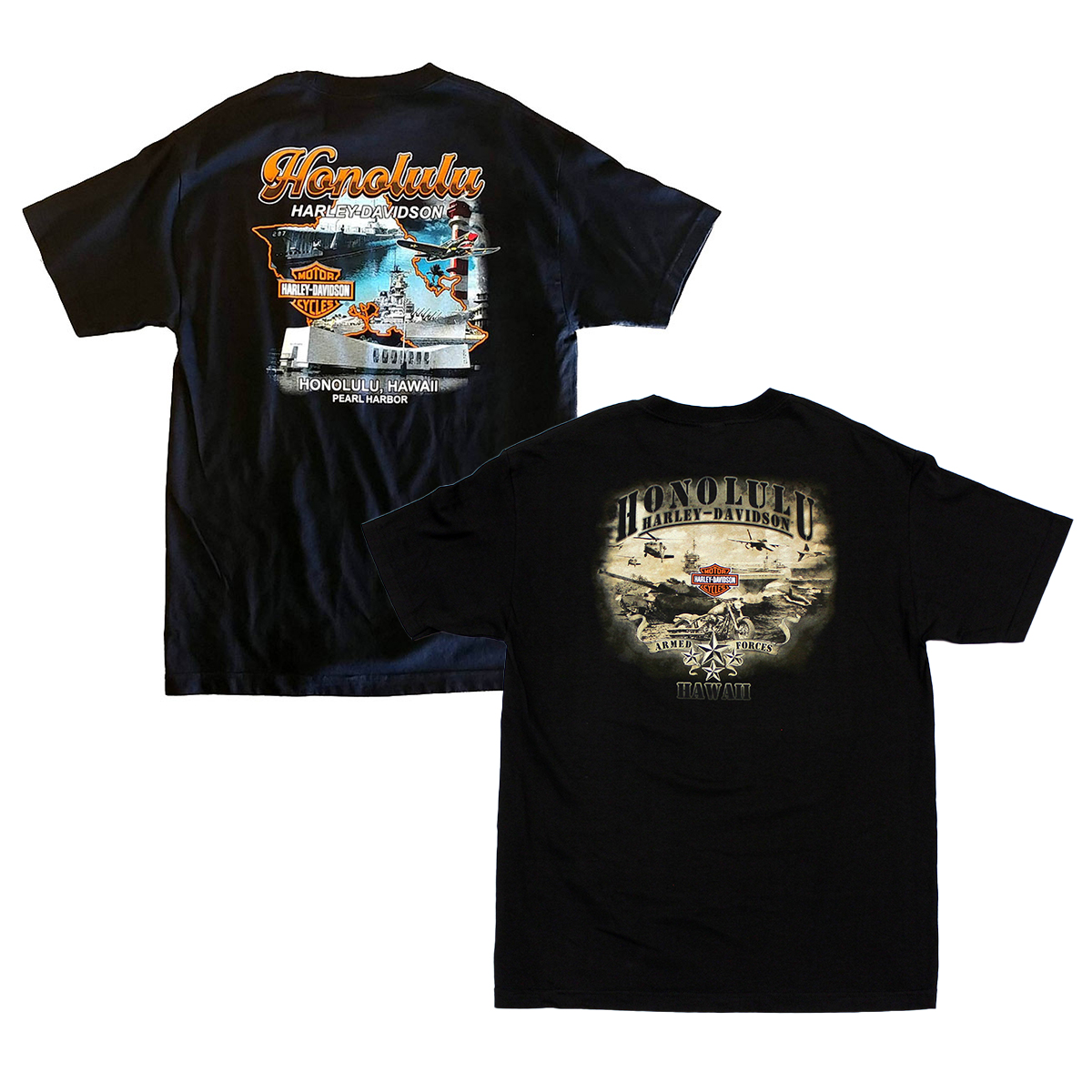 【ショッパー付】 HONOLULU HARLEY-DAVIDSON Tシャツ Vtg 1993 Harley Davidson Honolulu Hawaii 3D Emblem Single